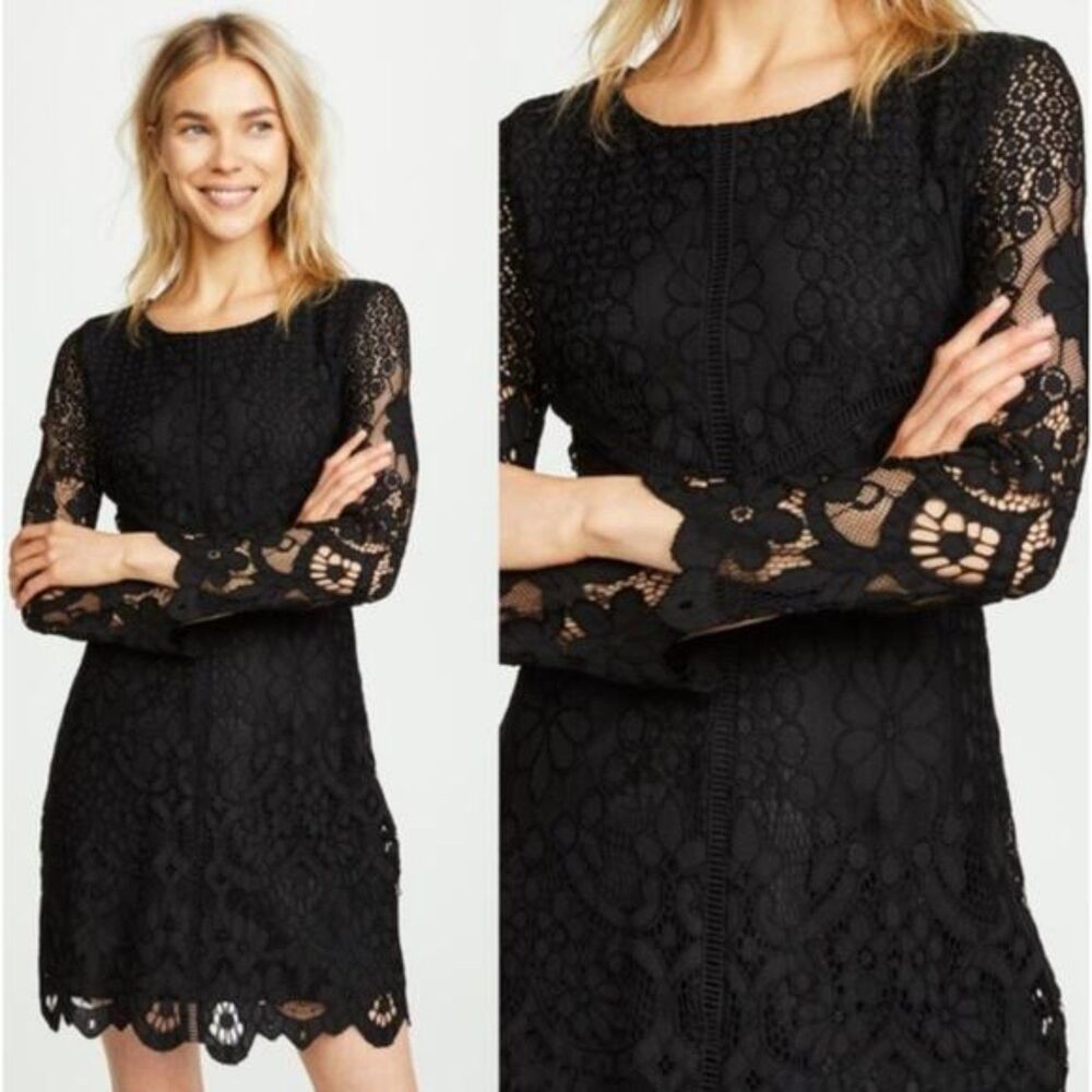 Cupcakes & Cashmere Makenna Fitted Lace Dress Black Goth Dark Romantic Size 10